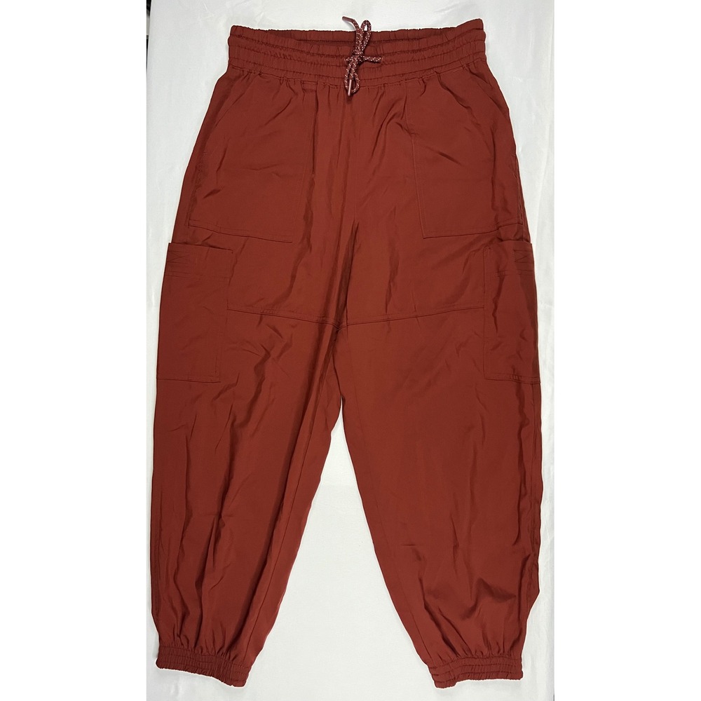 Old Navy StretchTech Petite Cargo Jogger Pants Rust Brown Small S Quick Dry